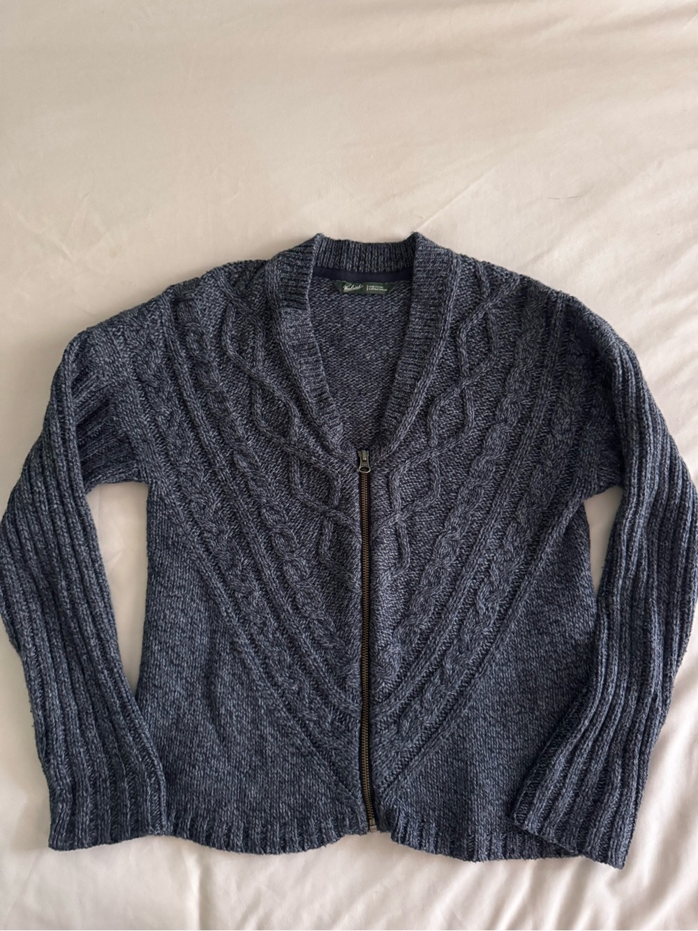 Woolrich Dark Charcoal Cable-Knit Zip Cardigan
